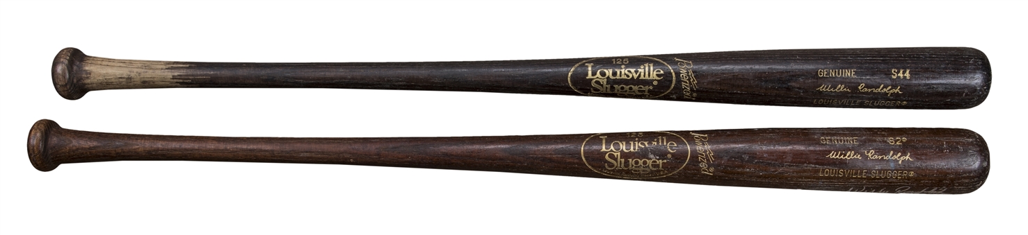 Lot of (2) Willie Randolph Game Used & Signed Louisville Slugger S44/S2 Model Bats (Randolph LOA)